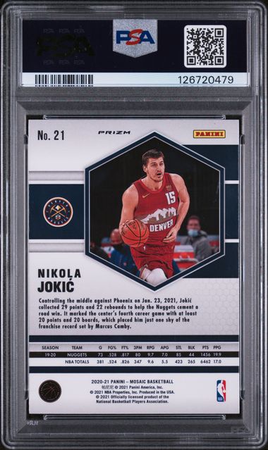 Nikola Jokic 2020 Panini Mosaic Green Mosaic prizm PSA 10
