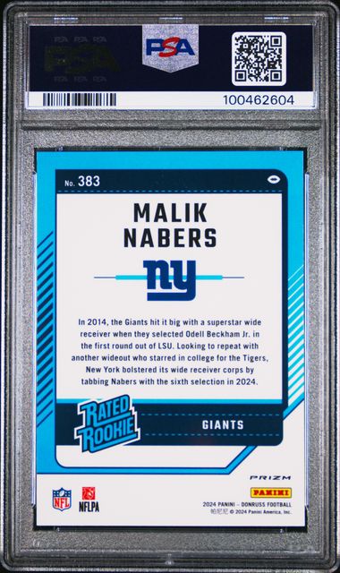 Malik Nabers 2024 Panini Donruss Optic Red Pandora Prizm PSA 10