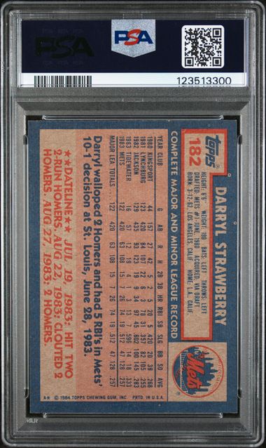 Darryl Strawberry 1984 Topps #182 PSA 9