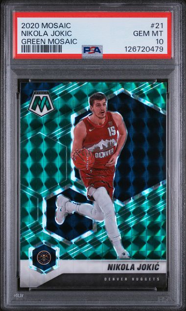 Nikola Jokic 2020 Panini Mosaic Green Mosaic prizm PSA 10