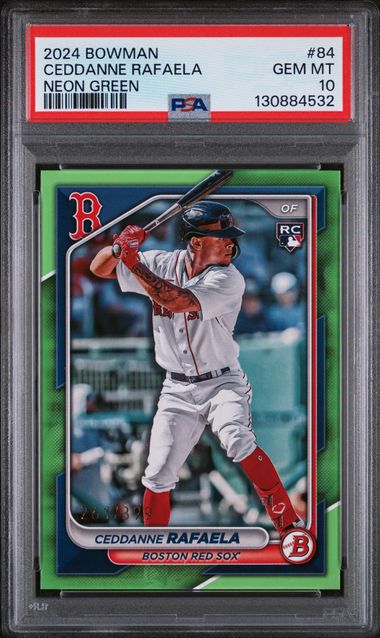 Ceddanne Rafaela 2024 Bowman Neon Green rookie card #'d 261/399 PSA 10