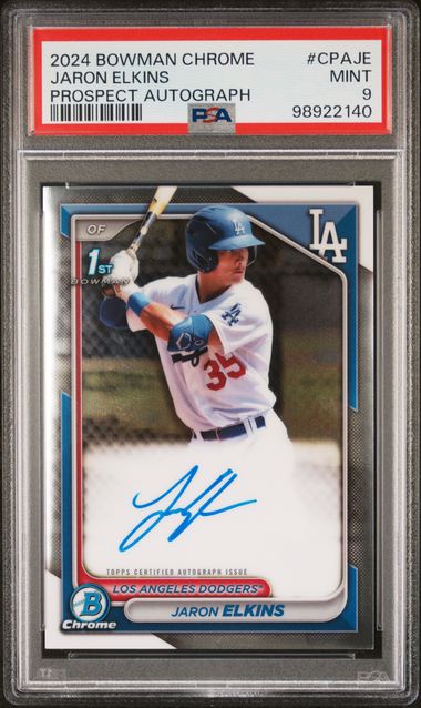 Jaron Elkins 2024 1st Bowman Chrome autograph PSA 9