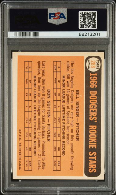 Dodgers Rookies Bill Singer/Don Sutton 1966 Topps #288 PSA 6