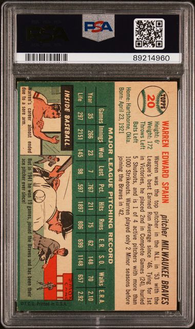 Warren Spahn 1954 Topps 