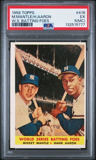 Mickey Mantle / Hank Aaron 1958 Topps World Series Batting Foes