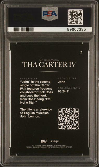 John 2021 Topps X Lil Wayne Tha Carter IV 10th Anniversary PSA 10
