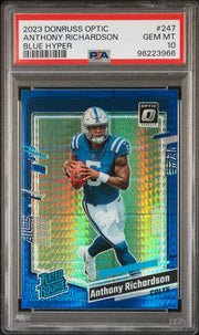 Anthony Richardson 2023 Panini Donruss Optic Blue Hyper Rated Rookie PSA 10