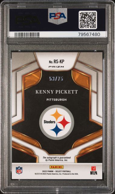 Kenny Pickett 2022 Panini Select Rookie Signatures Blue Prizm #'d 53/75 PSA 10