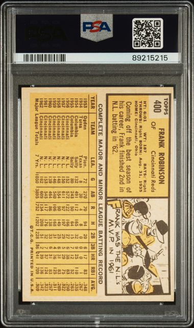 Frank Robinson 1963 Topps #400 PSA 7