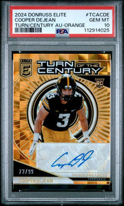 Cooper DeJean 2024 Donruss Elite Turn of the Century Orange Auto RC #'d 72/99 PSA 10