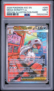 Mega Scrafty ex 2025 Pokemon Ascended Heroes Special Illustration rare #285/217 PSA 9