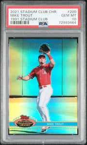 Mike Trout 2021 Topps Stadium Club Chrome '91 refractor PSA 10