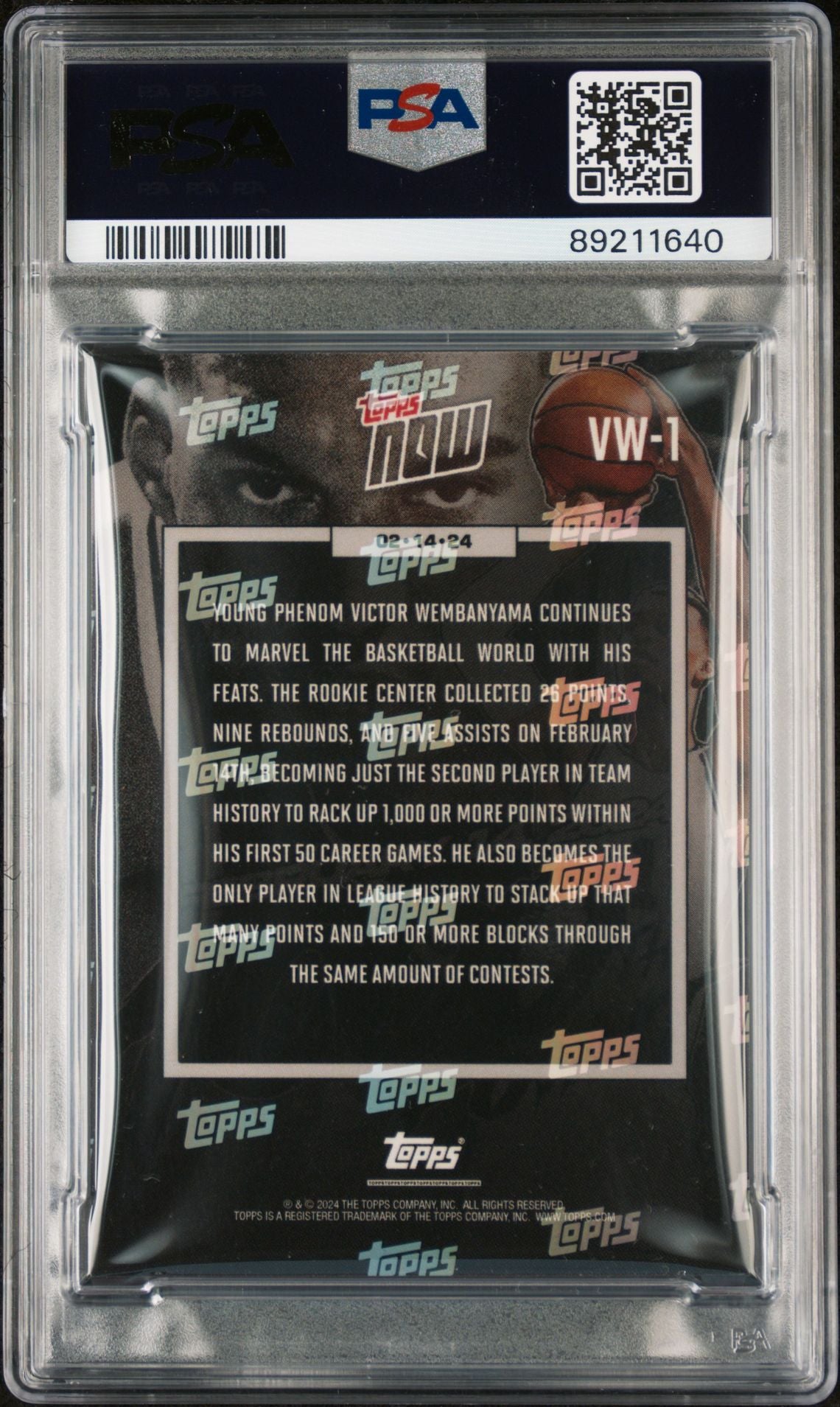 Victor Wembanyama 2023-24 Topps Now 1000th Point #VW-1 RC PSA 9