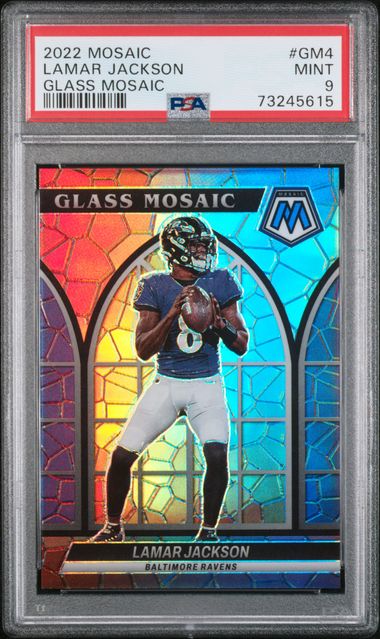 Lamar Jackson 2022 Mosaic Glass Mosaic prizm PSA 9