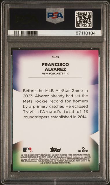 Francisco Alvarez 2023 Bowman's Best Shellacked Mini Diamond RC PSA 10