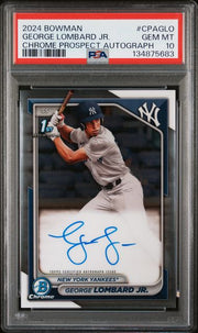 George Lombard Jr. 2024 Bowman 1st Chrome Prospect Auto PSA 10