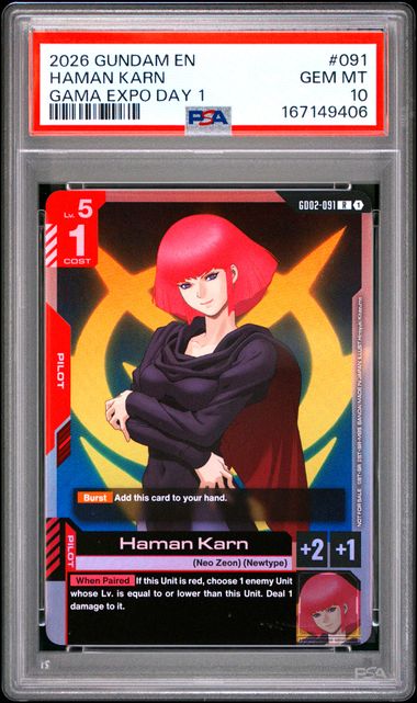 Haman Karn 2026 Gundam Card Game Gama Expo Day 1 PSA 10