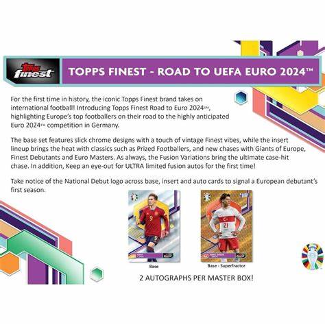 2023 Topps Finest Road to UEFA Euro 2024 Soccer Hobby 8-Box Case