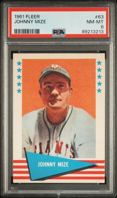 Johnny Mize 1961 Fleer #63 PSA 8