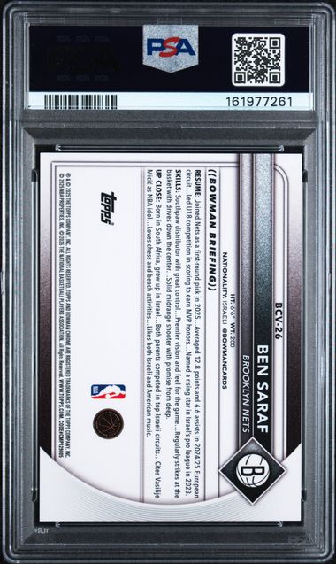 Ben Saraf 2025 Bowman Chrome Black Geometric Rookie #'d 04/10 PSA 9