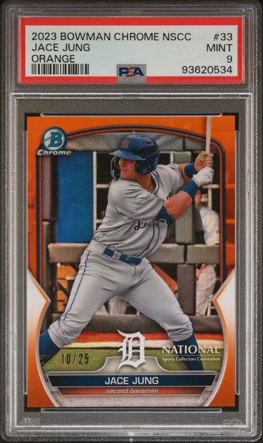 Jace Jung 2023 Bowman Chrome National Convention Orange 10/25 PSA 9