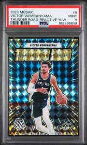 Victor Wembanyama 2024-25 Mosaic Thunder Road Reactive Yellow PSA 9