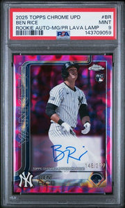 Ben Rice 2025 Topps Chrome Update Purple Lava Lamp Autograph #'d 148/299 PSA 9
