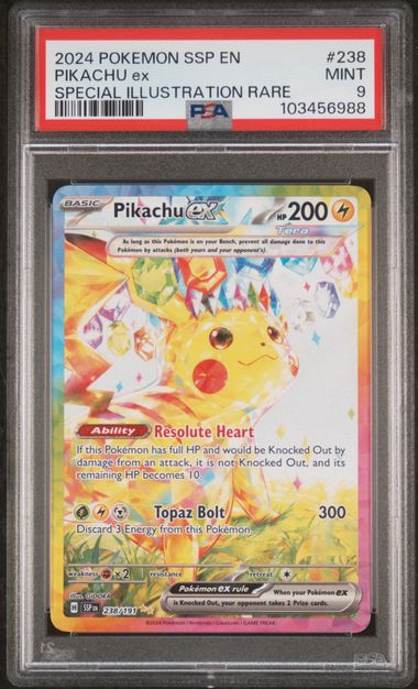Pikachu ex Pokemon Surging Sparks Special Illustration Rare 238/191 PSA 9