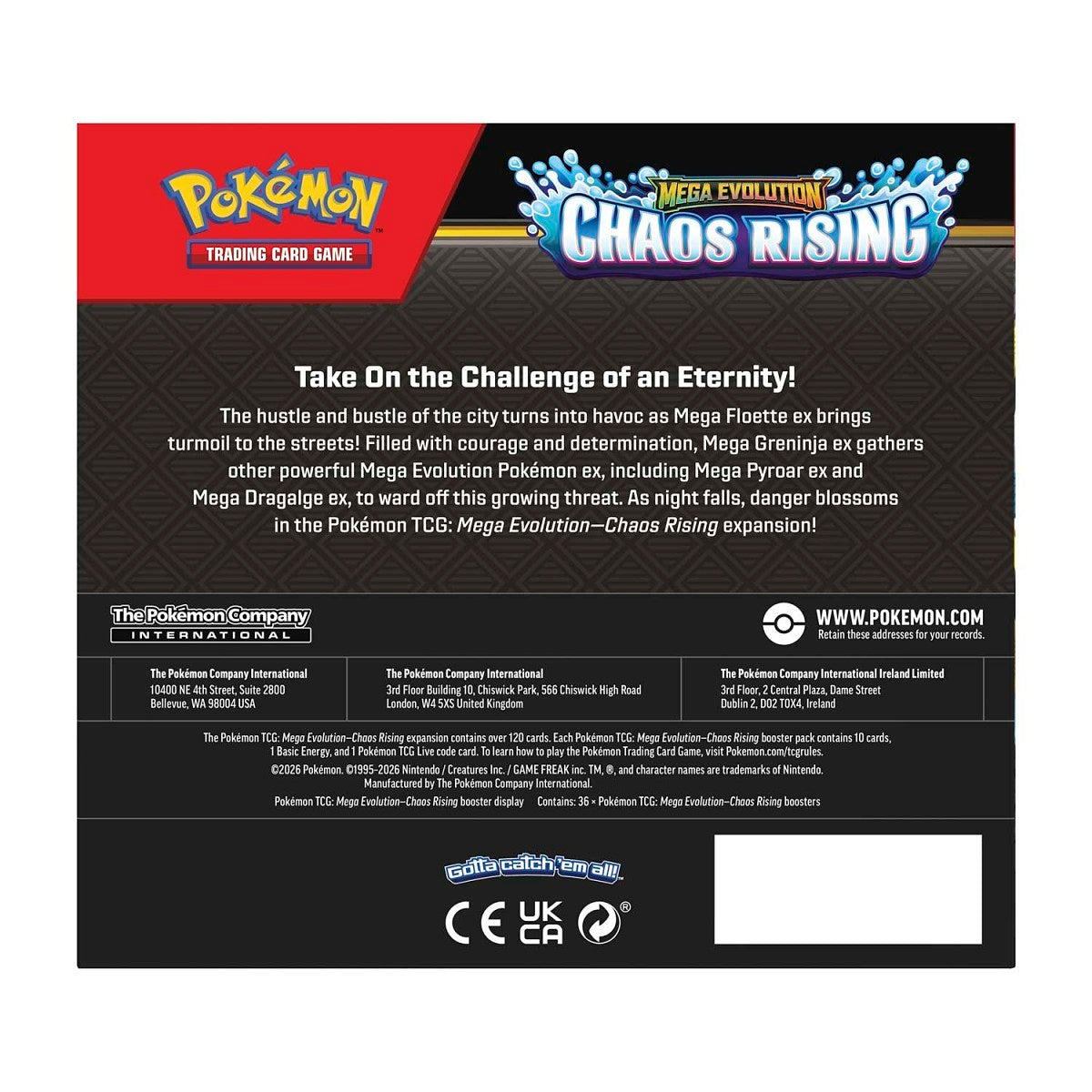 Pokémon Mega Evolution Chaos Rising Booster 6 Box Case
