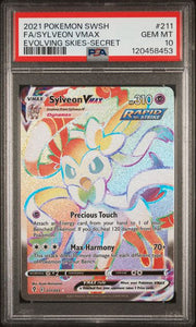 Sylveon Vmax Pokémon Evolving Skies Rainbow Secret Rare #211/203 PSA 10