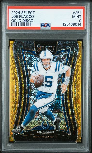 Joe Flacco 2024 Panini Select gold disco #'d 10/10 PSA 9