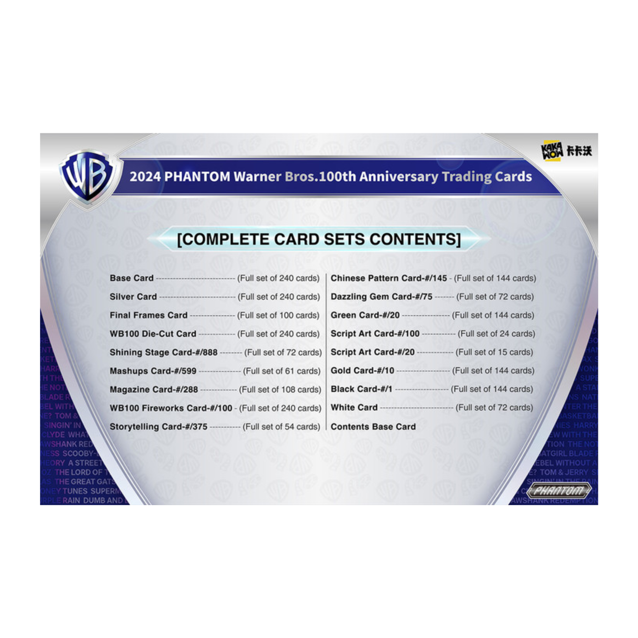 2024 Kakawow PHANTOM Warner Bros. 100th Anniversary 10 Box Case