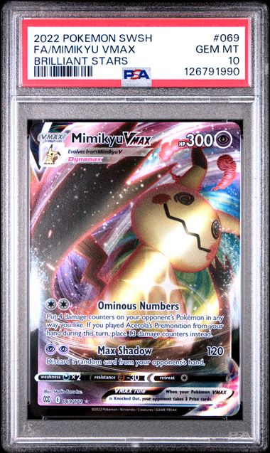 Mimikyu VMAX 2022 Pokemon Brilliant Stars #069/172 PSA 10