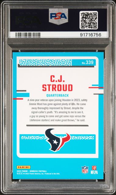 CJ Stroud 2023 Panini Donruss Rated Rookie PSA 9