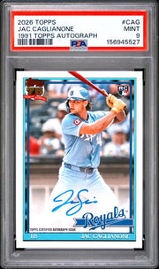 Jac Caglianone 2026 Topps Series 1 1991 Topps Autograph PSA 9