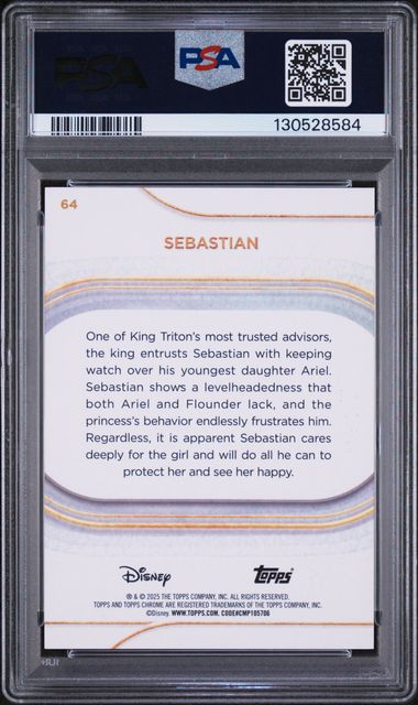 Sebastian 2025 Topps Chrome Disney Teal Refractor #'d 007/299 PSA 8