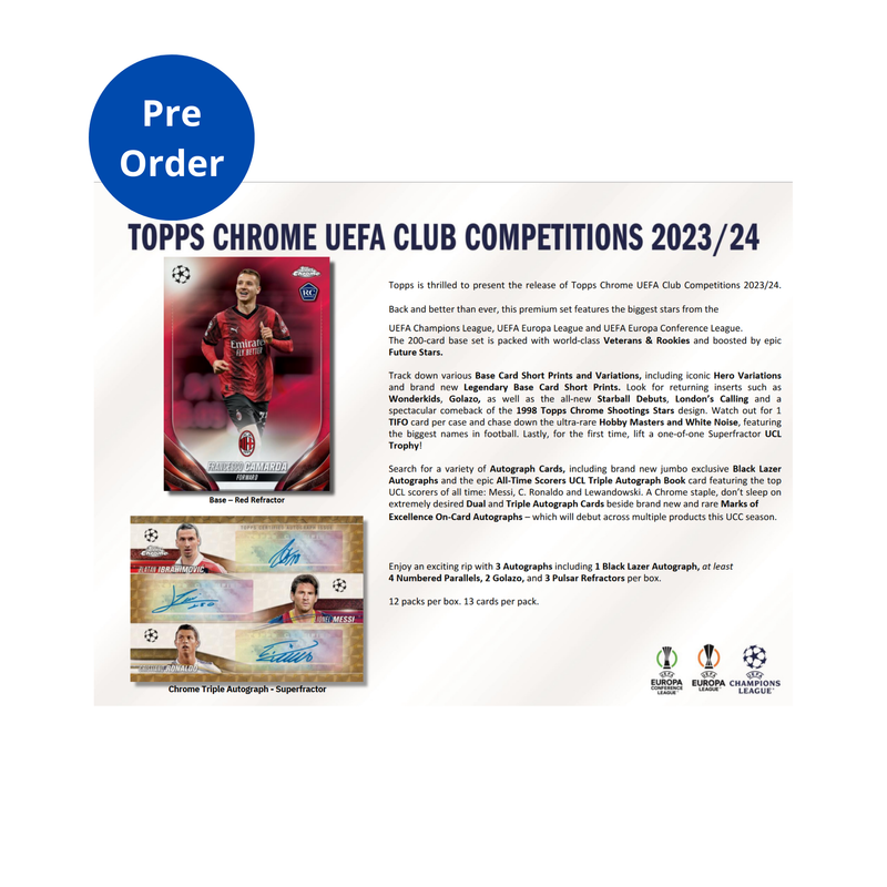 2023-24 Topps UEFA Club Competitions Chrome Soccer Jumbo Box