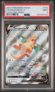 2021 Pokemon Sword Shield Dragonite V Evolving Skies Full Art #192 PSA 9