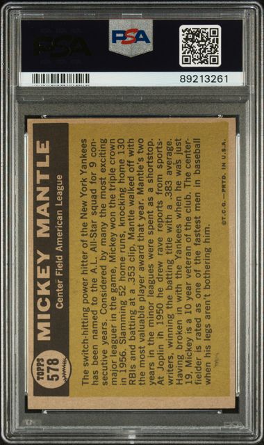 Mickey Mantle 1961 Topps All Star 
