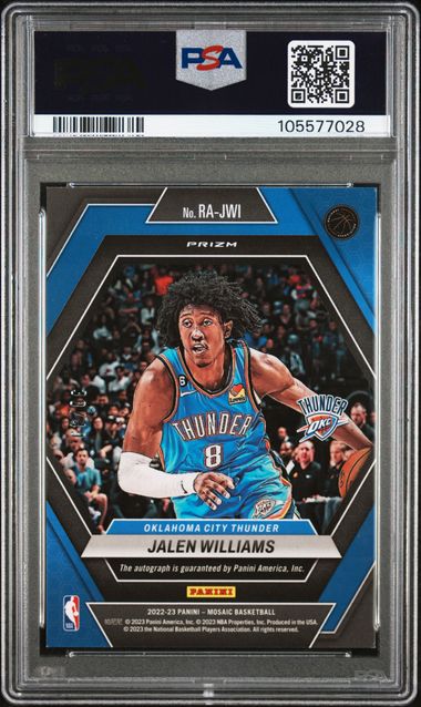 Jalen Williams 2022-23 Mosaic Rookie Autograph Blue #'d 38/49 PSA 9 RC