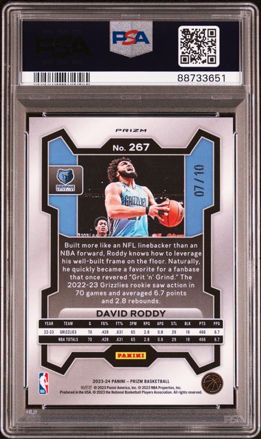 David Roddy 2023-24 Prizm Gold Shimmer FOTL #'d 07/10 PSA 9