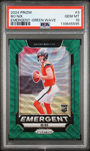 Bo Nix 2024 Panini Emergent Green Wave Prizm PSA 10
