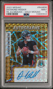 Desmond Ridder 2022 Mosaic Rookie Autograph Gold Mosaic #'d 10/10 PSA 9