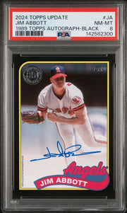 Jim Abbott 2024 Topps Update Series 1989 35th Anniversary Auto Black #'d 147/199 PSA 8