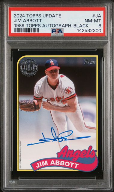 Jim Abbott 2024 Topps Update Series 1989 35th Anniversary Auto Black #'d 147/199 PSA 8