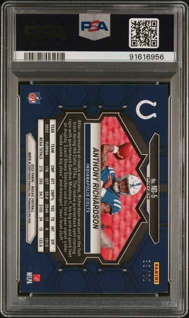 Anthony Richardson 2023 Panini Mosaic NFL Debut R/Y Choice #'d 69/80 PSA 9