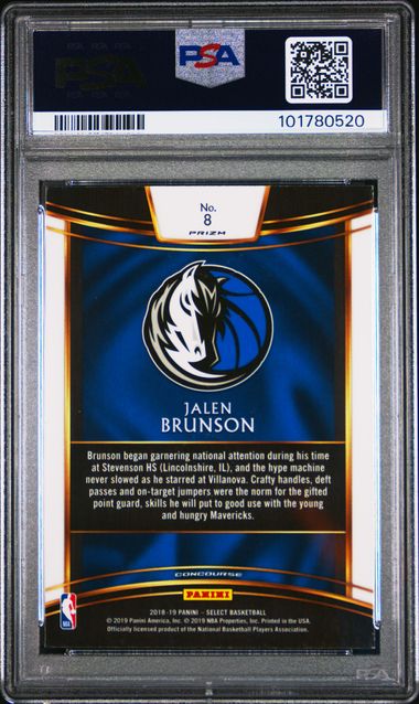 Jalen Brunson 2018 Panini Select Tri-Color Prizm Rookie PSA 9