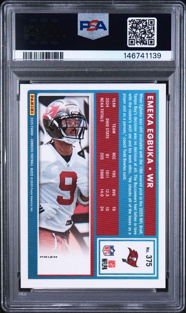 Emeka Egbuka 2025 Panini Donruss Optic Preview Blue Scope PSA 10