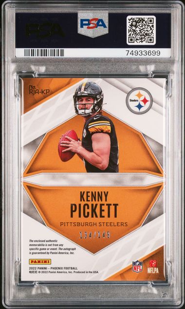 Kenny Pickett 2022 Panini Phoenix Rookie Jersey Auto Orange #'d 134/149 PSA 9