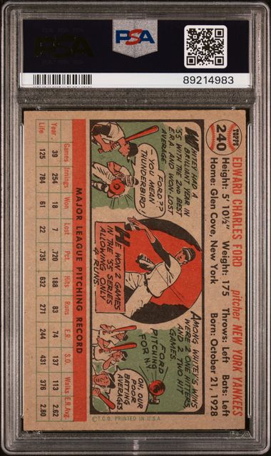 Whitey Ford 1956 Topps #240 PSA 6